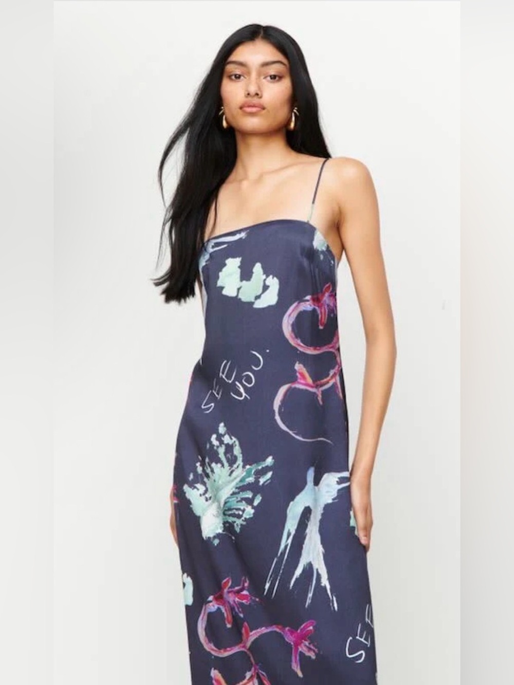 Romy Joy Graphic Print Maxi Slip Dress - Picture 2 of 7